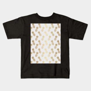 Gold Pineapple Pattern Kids T-Shirt